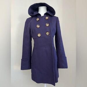 Michael Kors purple trench coat with Hood size 6